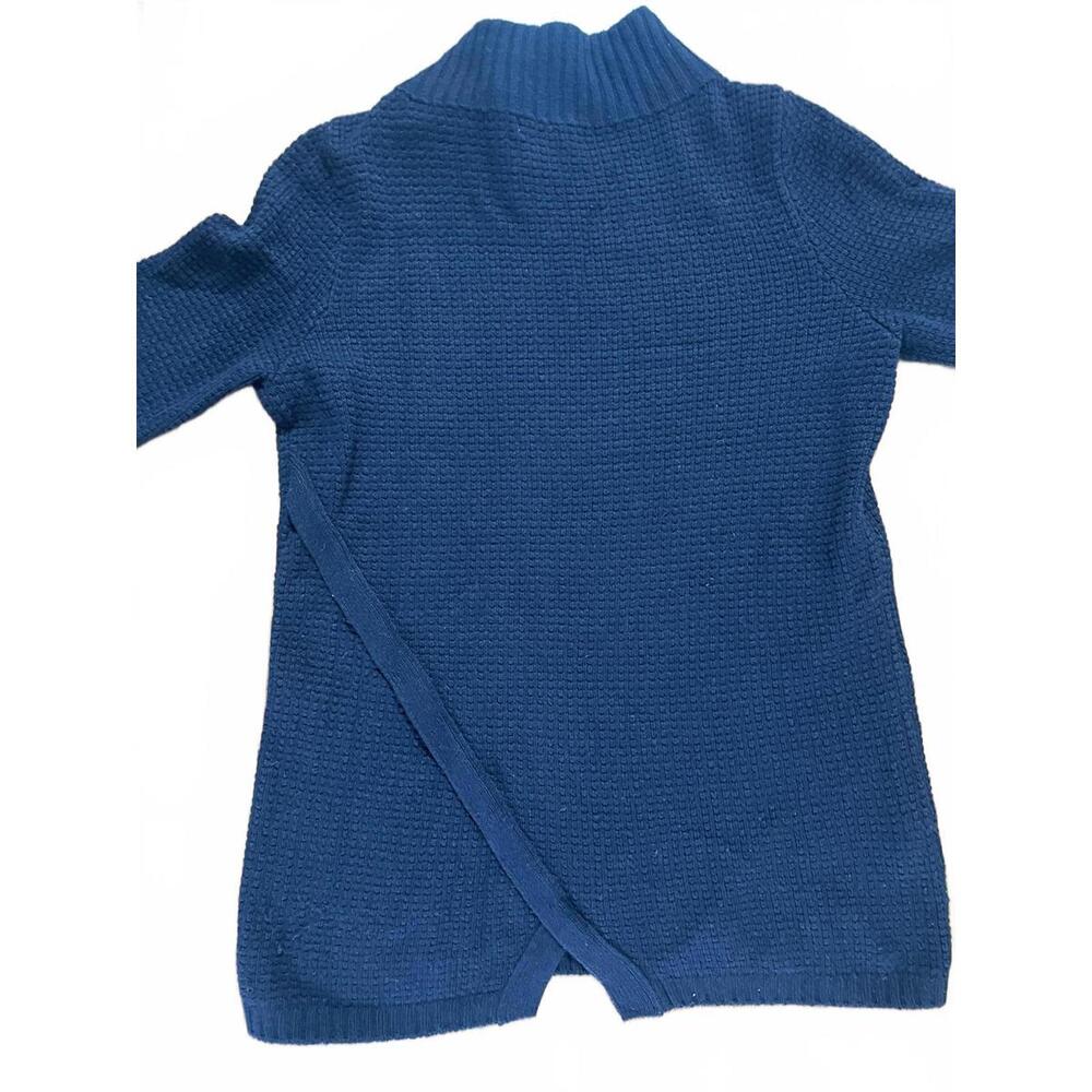 Kumikyoku Women Mock Turtle Neck Sweater Blue Waffle Knit Japan Designer 2/M